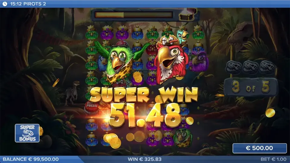 Pirots 2 Super winstscherm met winstanimatie
