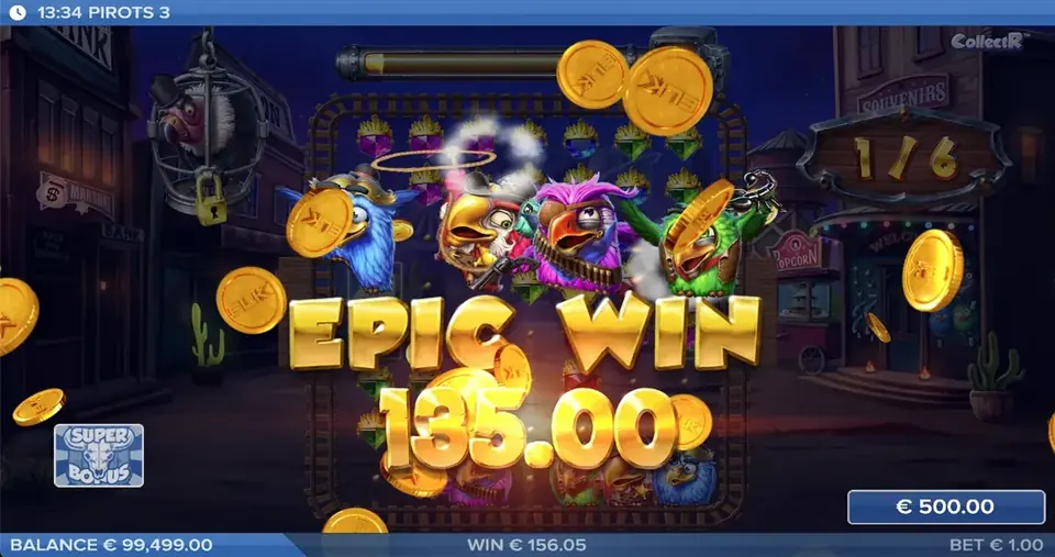 Pirots 3 episch winstscherm met maximale winsteffect