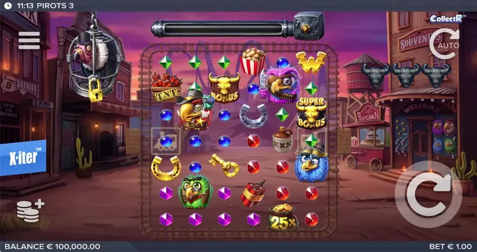 Pirots 3 startscherm in demomodus