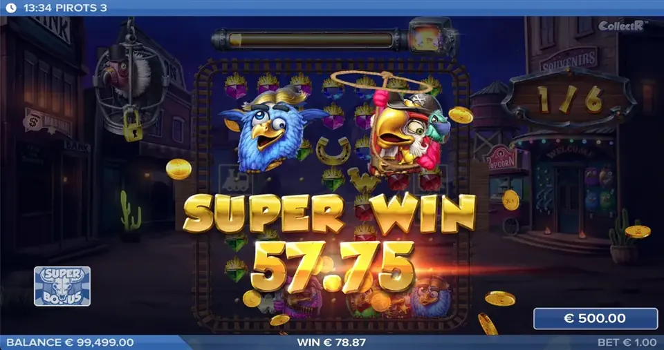 Pirots 3 super winstscherm