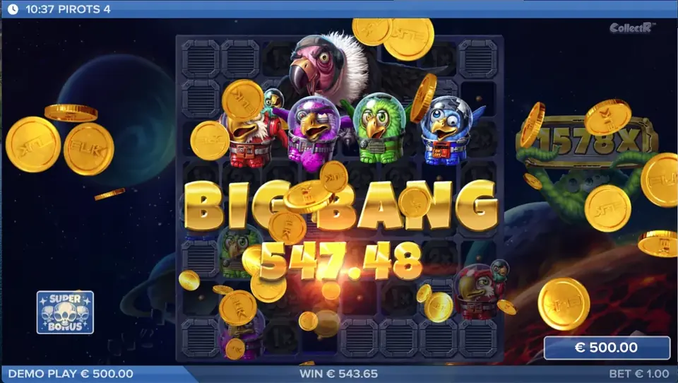 Pirots 4 Big Bang winstscherm in Lost in Space