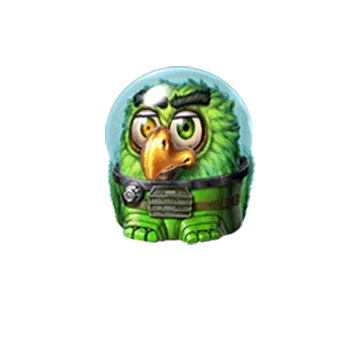 Groen vogelkarakter in Pirots 4 Lost in Space