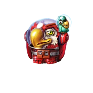 Rood vogelkarakter in Pirots 4 Lost in Space