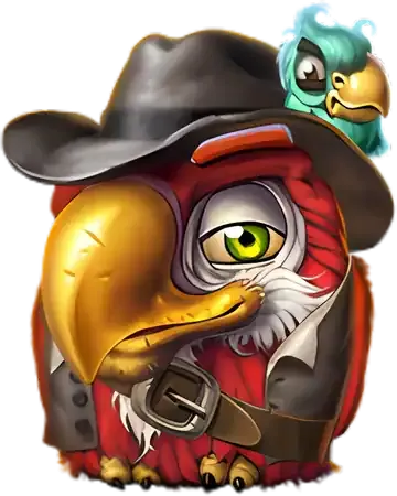 Pirots 5 personage Kapitein Redfeather rode vogel