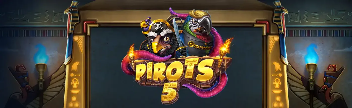 Pirots 5 Cursed Temple promotiebanner met Egyptisch thema