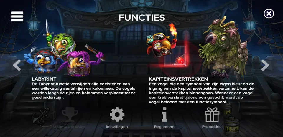 Uitlegscherm van het gouden kompas-kanon in Pirots 5 The Kraken