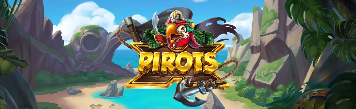Pirots X promotiebanner met piratenthema